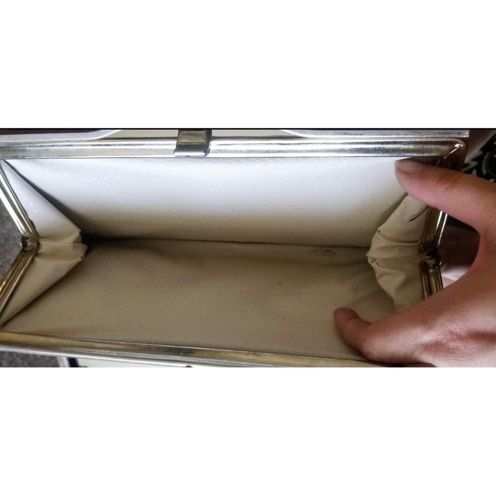 Vintage 50s Brown Vinyl Clutch Purse Mid Century - Picture 5 of 7